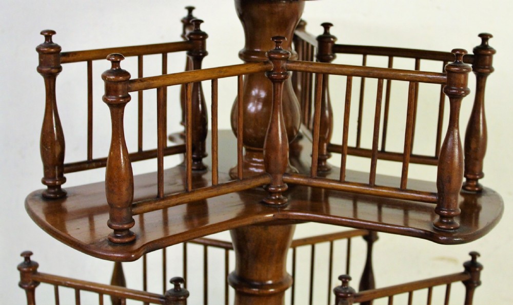 Victorian Burr Walnut Revolving 2 Tier Book Table View II