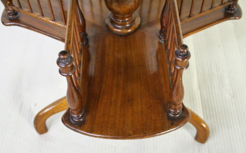 Victorian Burr Walnut Revolving 2 Tier Book Table View VI