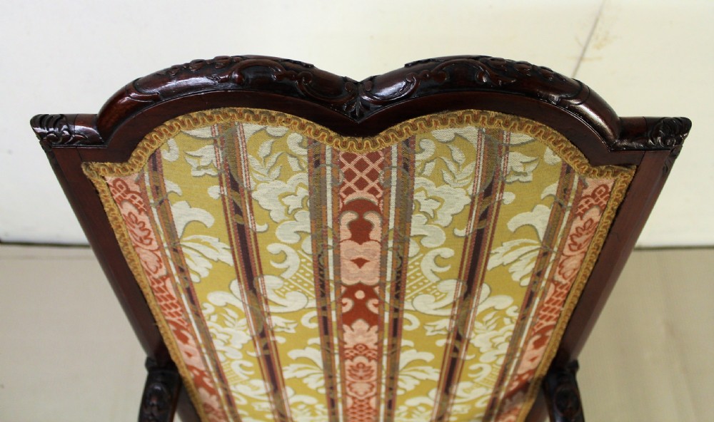Pair of Carved Mahogany Upholstered Armchairs View IV