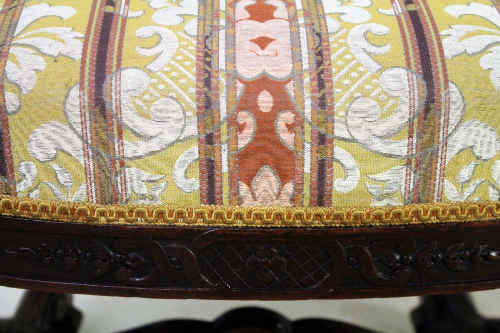 Pair of Carved Mahogany Upholstered Armchairs View V