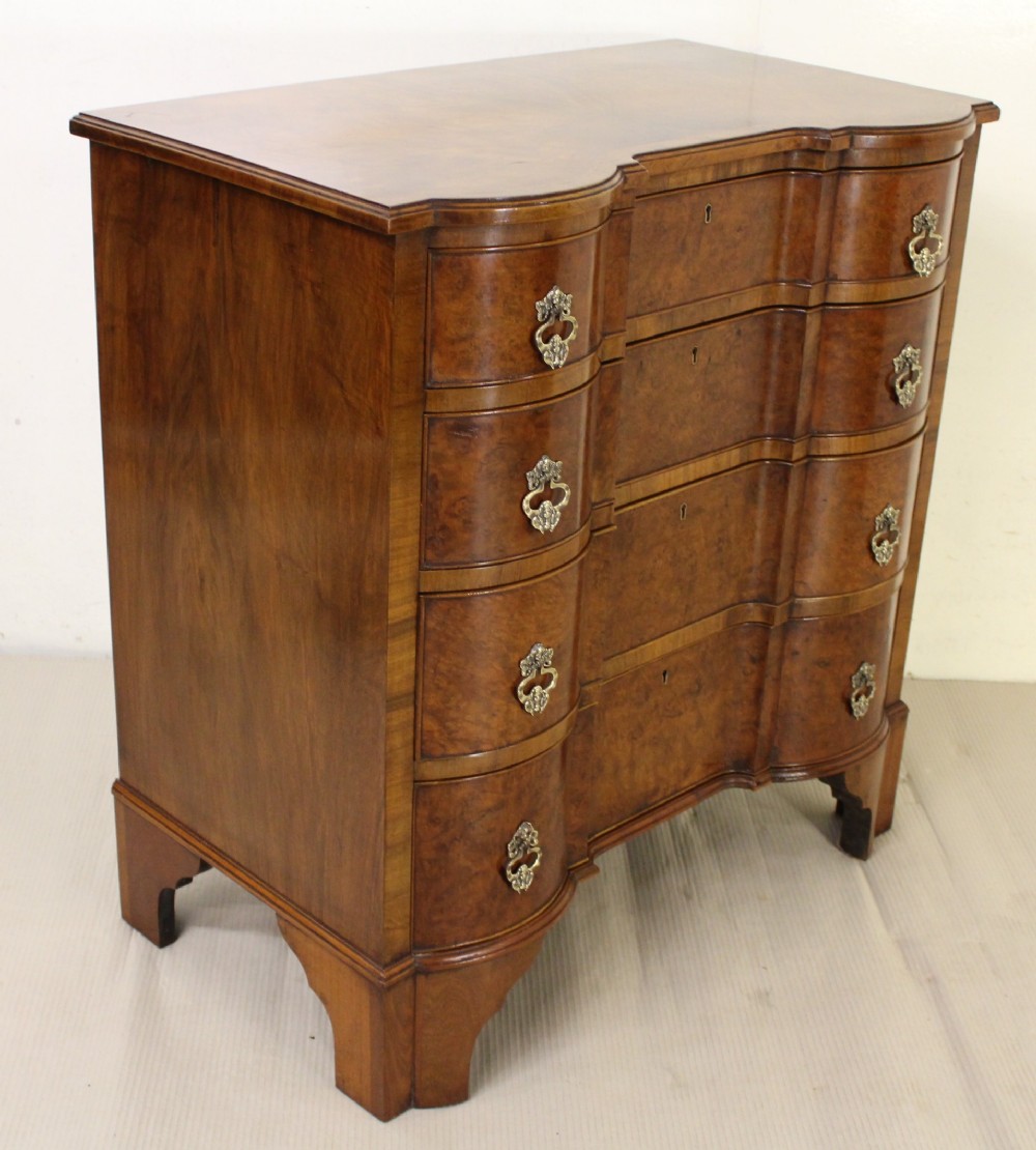 Burr Walnut Serpentine Fronted Chest of Drawers