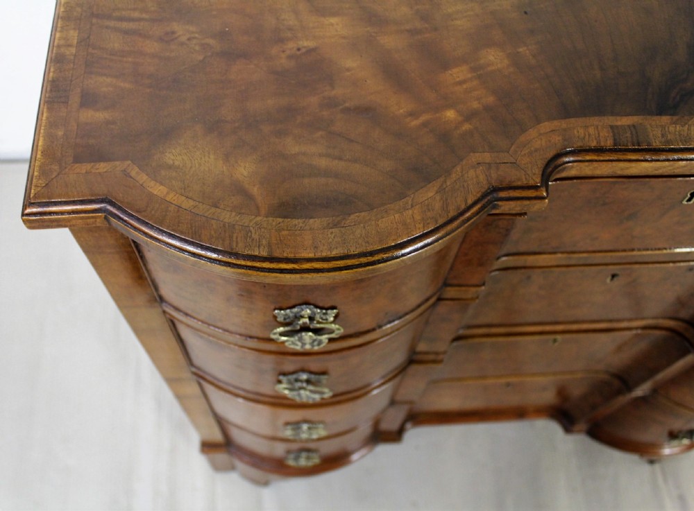 Burr Walnut Serpentine Fronted Chest of Drawers View IX