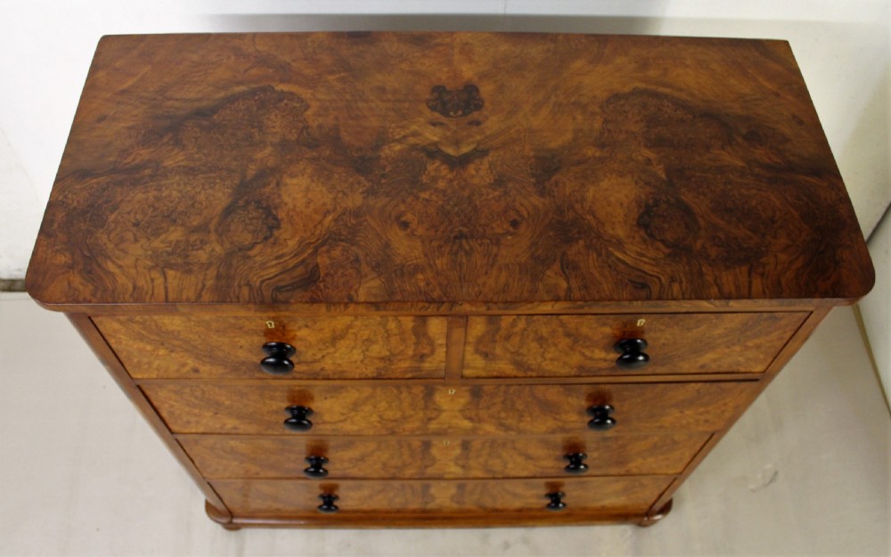 Victorian Burr Walnut Chest of Drawers View IV