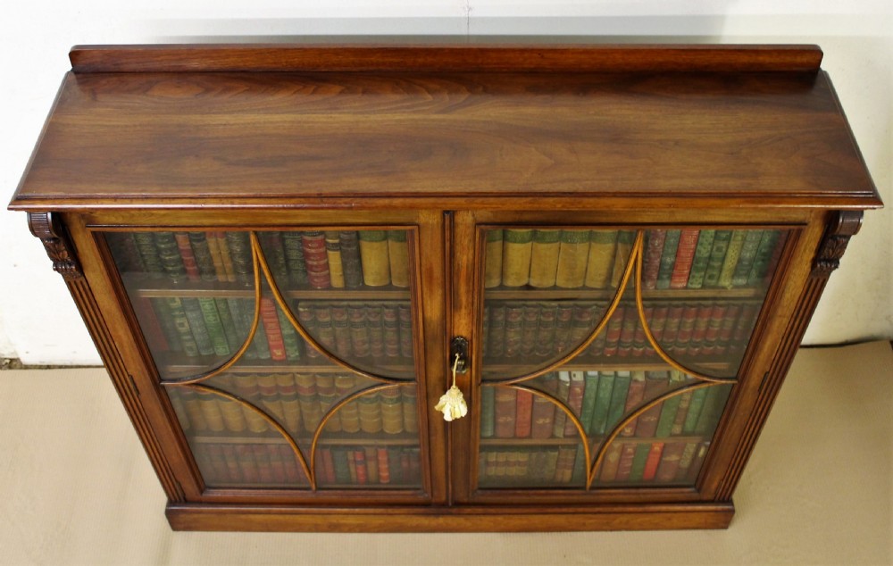 Edwardian Walnut 2 Door Glazed Bookcase View IV