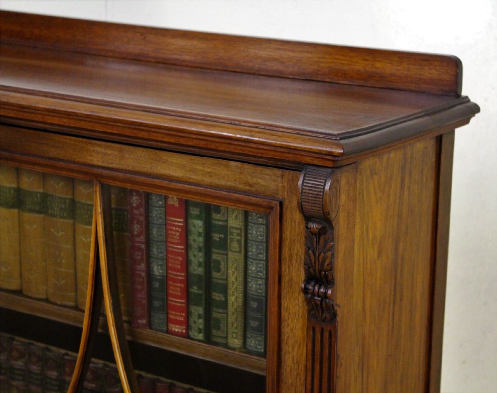 Edwardian Walnut 2 Door Glazed Bookcase View XII