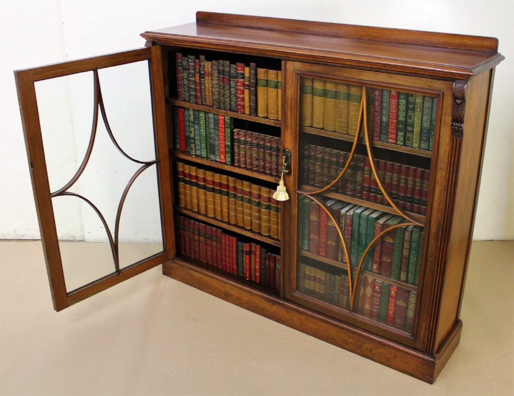 Edwardian Walnut 2 Door Glazed Bookcase View XIII