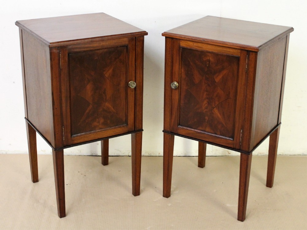 Pair of Edwardian Inlaid Mahogany Bedside Cupboards