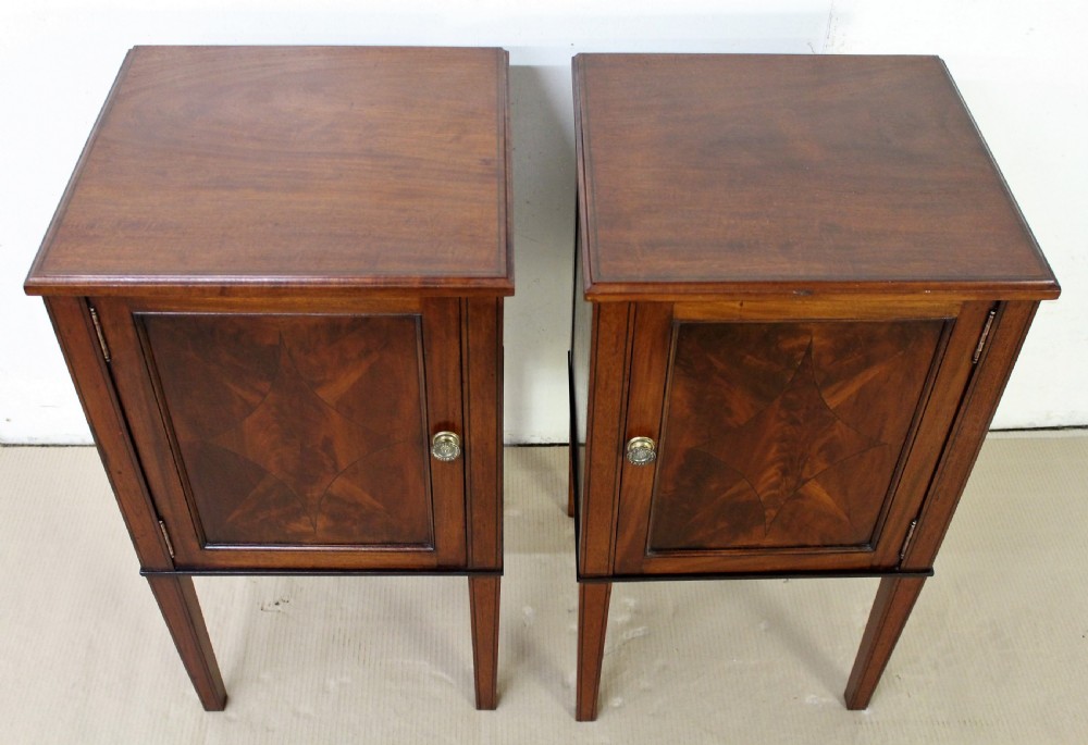 Pair of Edwardian Inlaid Mahogany Bedside Cupboards View VI