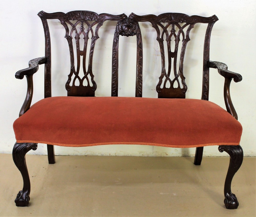 Chippendale Design Mahogany Settee Bench