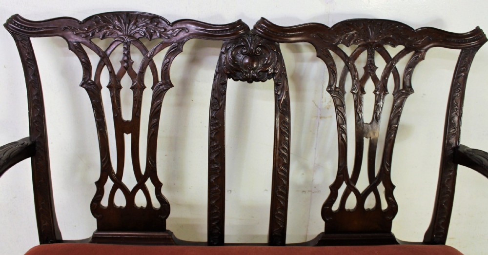 Chippendale Design Mahogany Settee Bench View IX