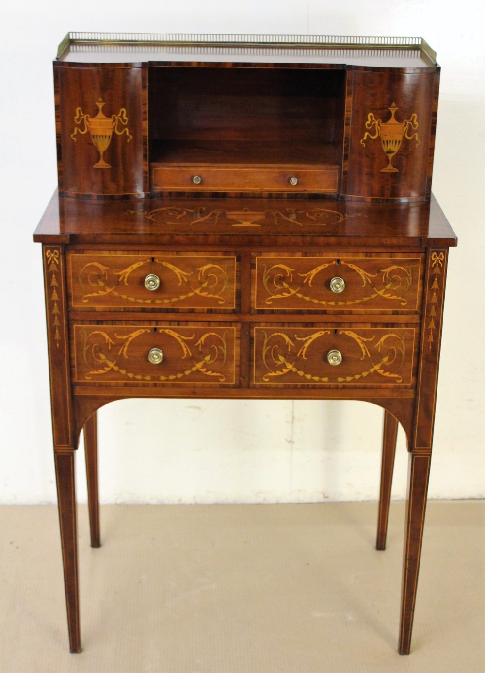 Edwards and Roberts Inlaid Mahogany Bonheur Du Jour