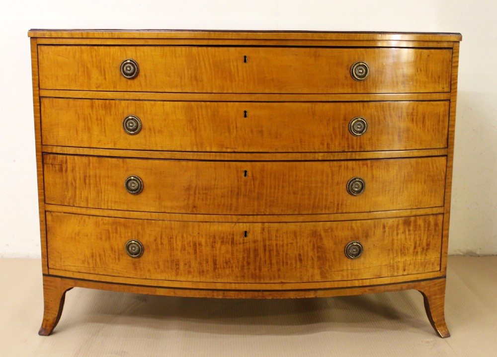 George III Satinwood Bow Fronted Chest Commode View VII