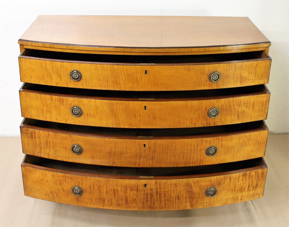 George III Satinwood Bow Fronted Chest Commode View IX