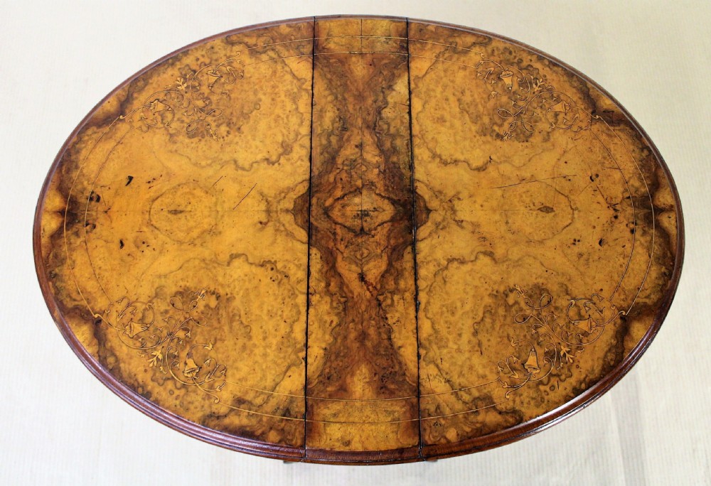 Victorian Inlaid Burr Walnut Baby Sutherland Table View III