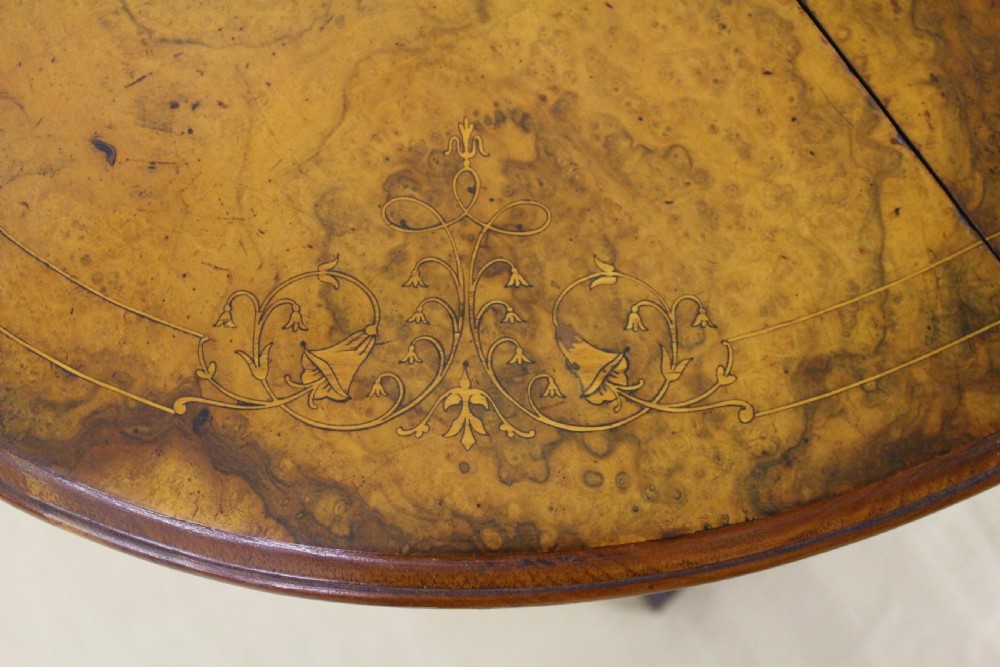 Victorian Inlaid Burr Walnut Baby Sutherland Table View IV