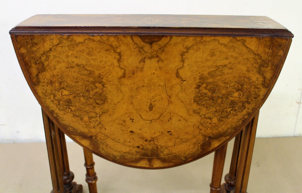 Victorian Inlaid Burr Walnut Baby Sutherland Table View X