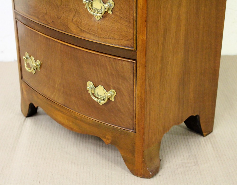 Tall Slender Bow Fronted Burr Walnut Chest of Drawers View III