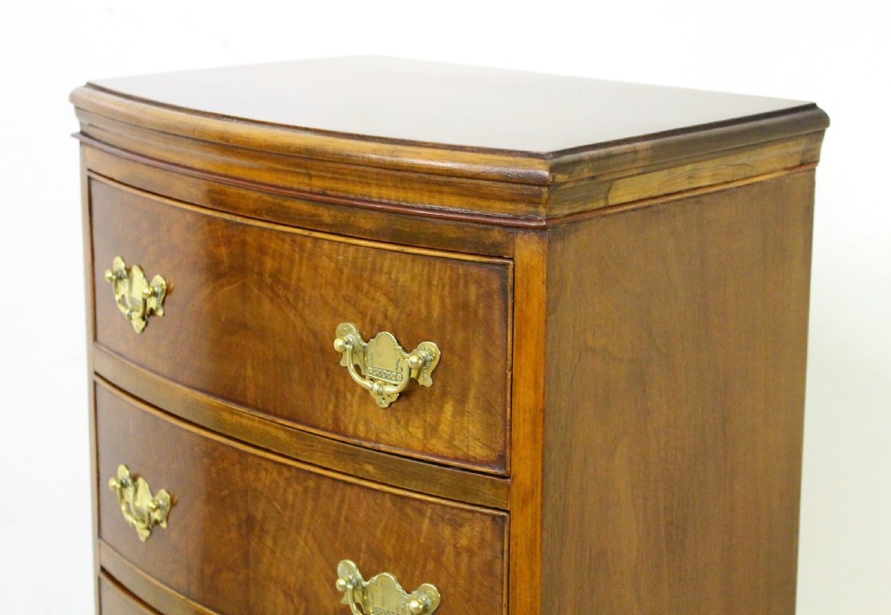 Tall Slender Bow Fronted Burr Walnut Chest of Drawers View VIII