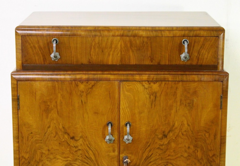 Art Deco Burr Walnut Linen Press View VI