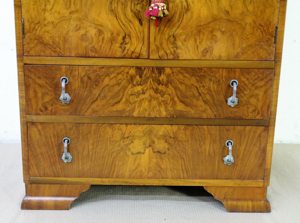Art Deco Burr Walnut Linen Press View VII