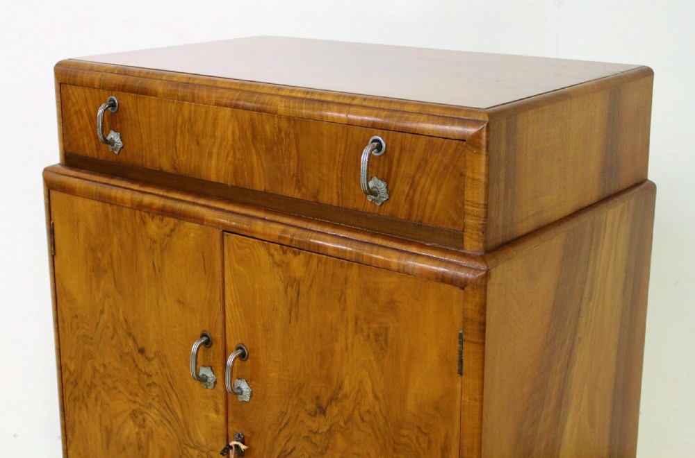 Art Deco Burr Walnut Linen Press View IX