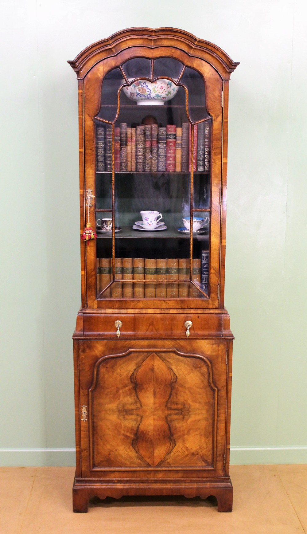 Domed Top Burr Walnut Bookcase