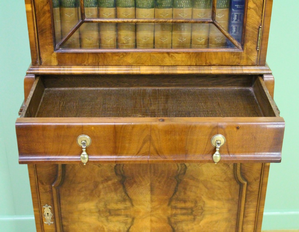 Domed Top Burr Walnut Bookcase View III