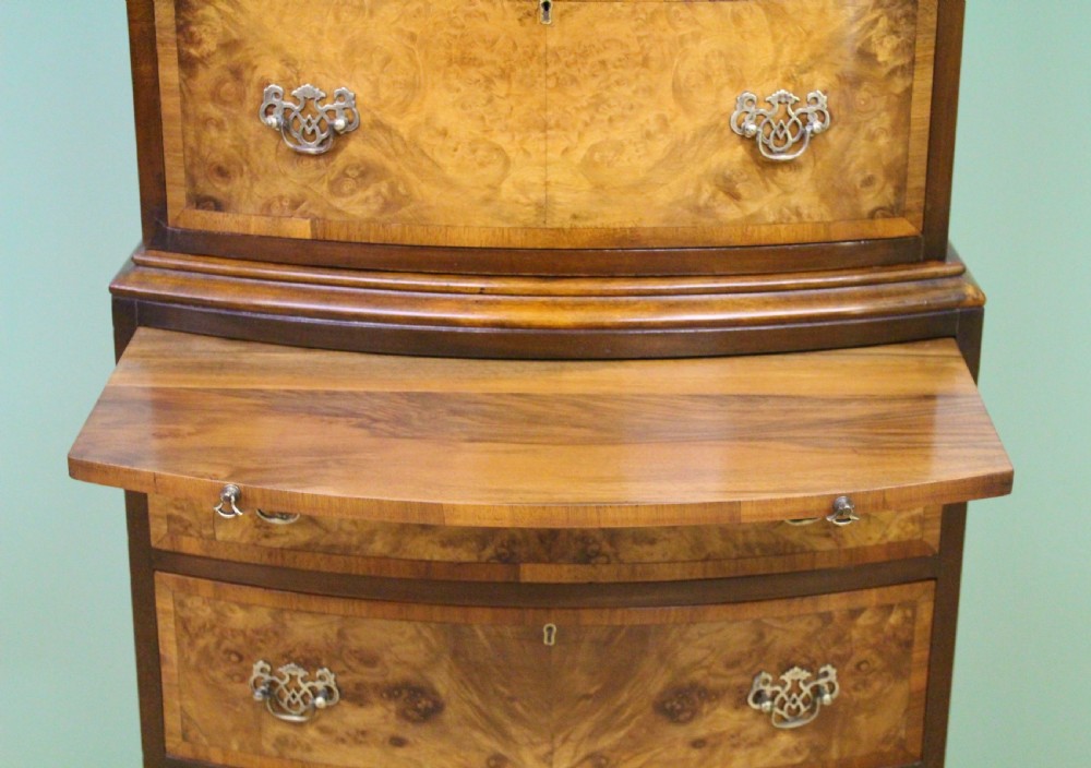 Bow Fronted Burr Walnut Chest on Chest View III