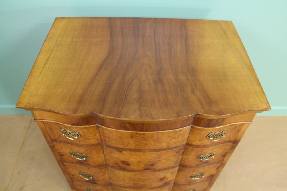 Burr Walnut Serpentine Chest on Stand View VI