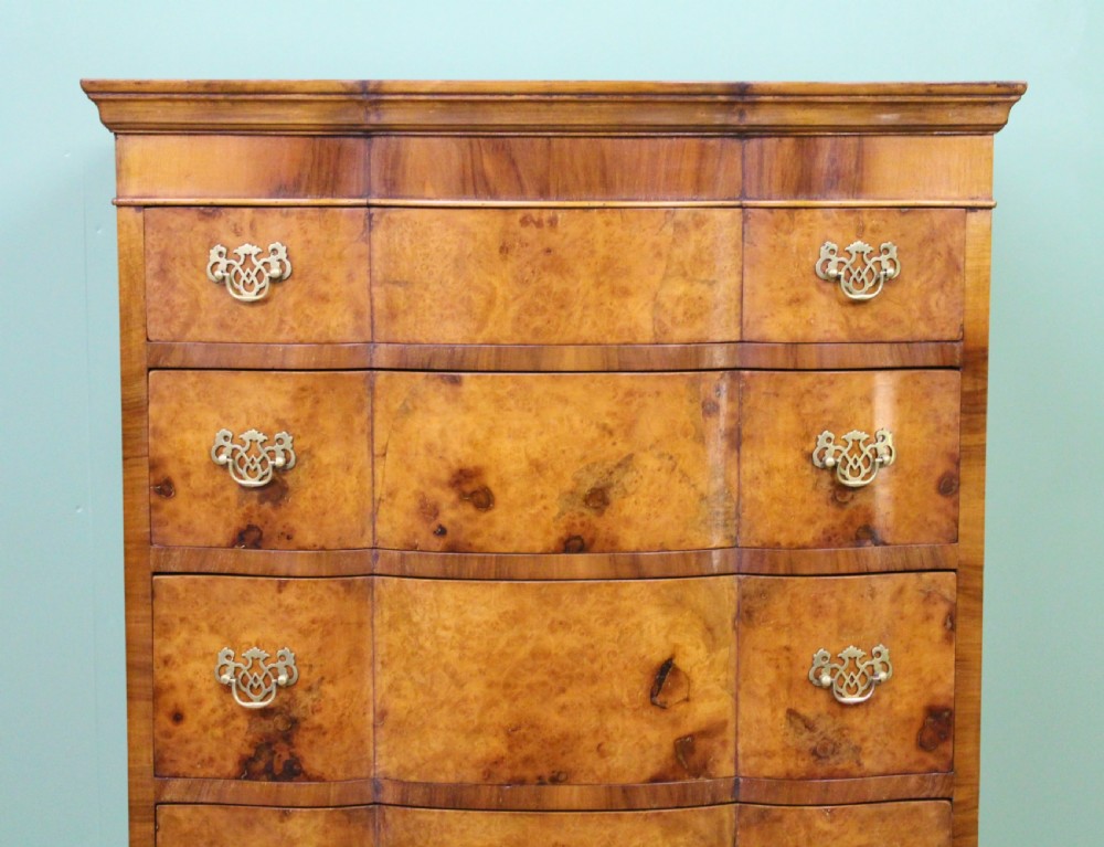 Burr Walnut Serpentine Chest on Stand View VII