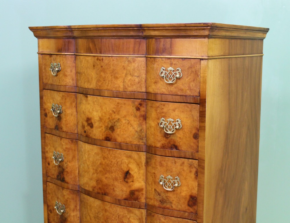 Burr Walnut Serpentine Chest on Stand View XIII