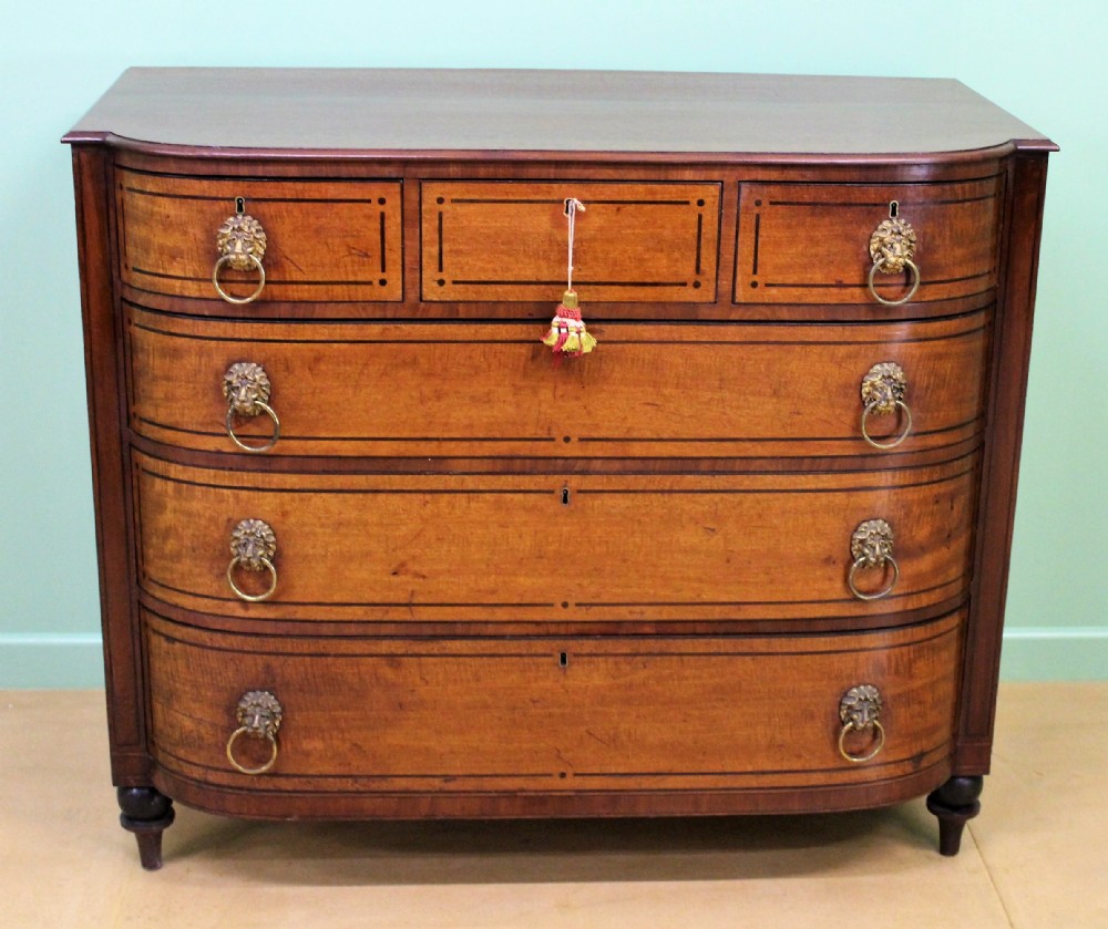 Ebony Inlaid Regency Mahogany Chest of Drawers