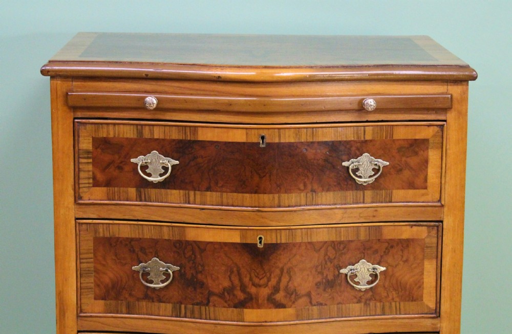 Burr Walnut Serpentine Fronted Chest of Drawers View VI