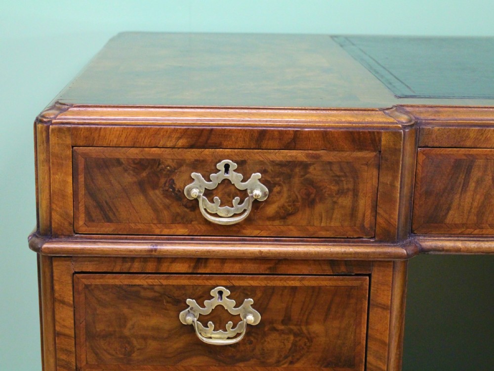 Burr Walnut Pedestal Desk by Maple and Co View VIII