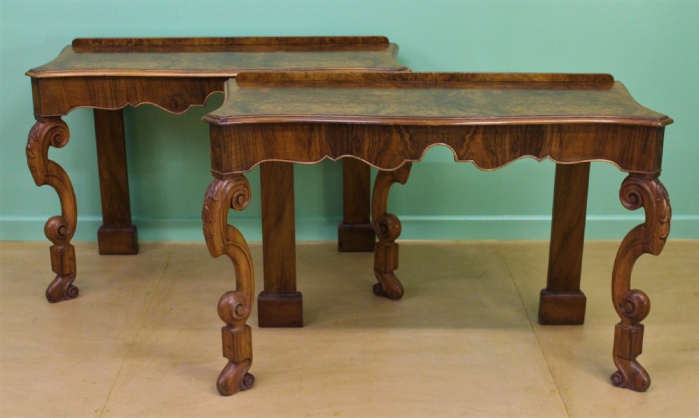 Pair of Burr Walnut Console Tables