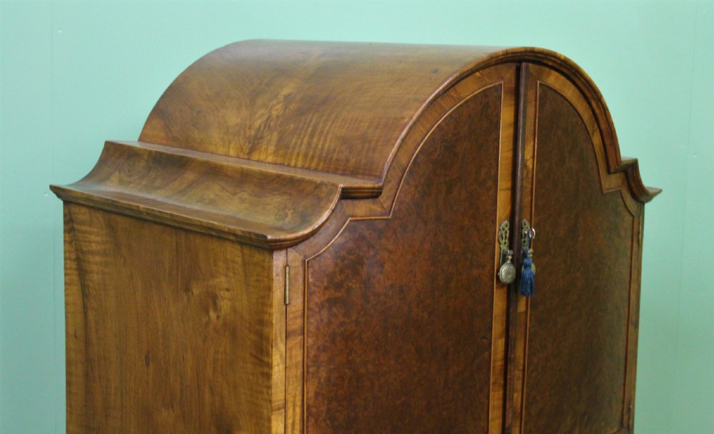 Burr Walnut Dome Topped Linen Press View XII