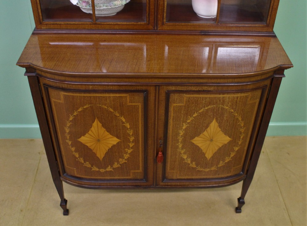 Inlaid Mahogany Bookcase Cabinet by Jas. Shoolbred View IV
