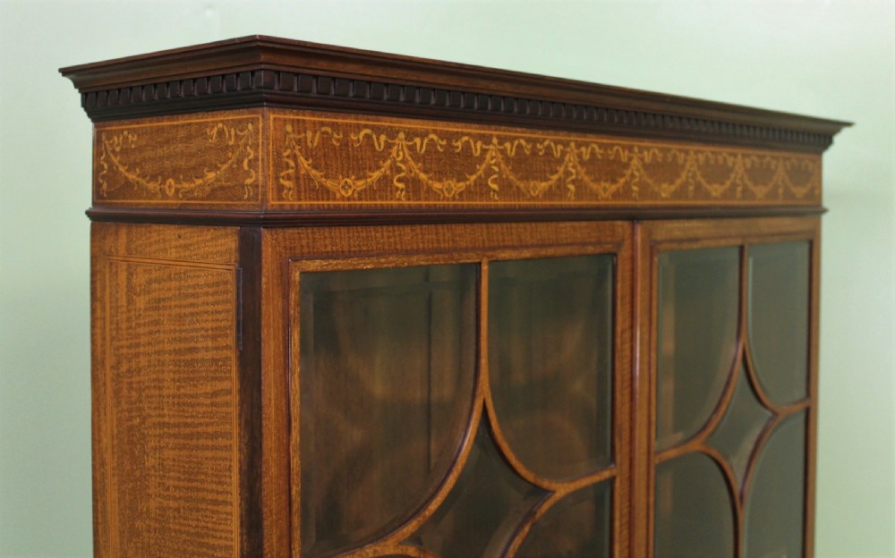 Inlaid Mahogany Bookcase Cabinet by Jas. Shoolbred View VIII