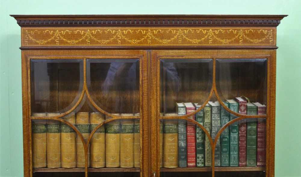 Inlaid Mahogany Bookcase Cabinet by Jas. Shoolbred View XIII