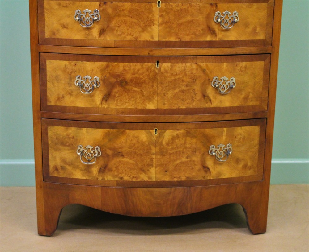 Bow Fronted Burr Walnut Chest on Chest View VII
