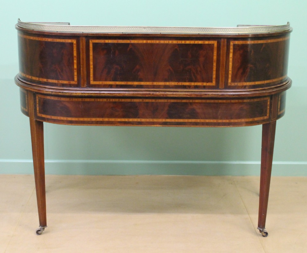 Large Inlaid Mahogany Carlton House Desk by Jas Shoolbred View III