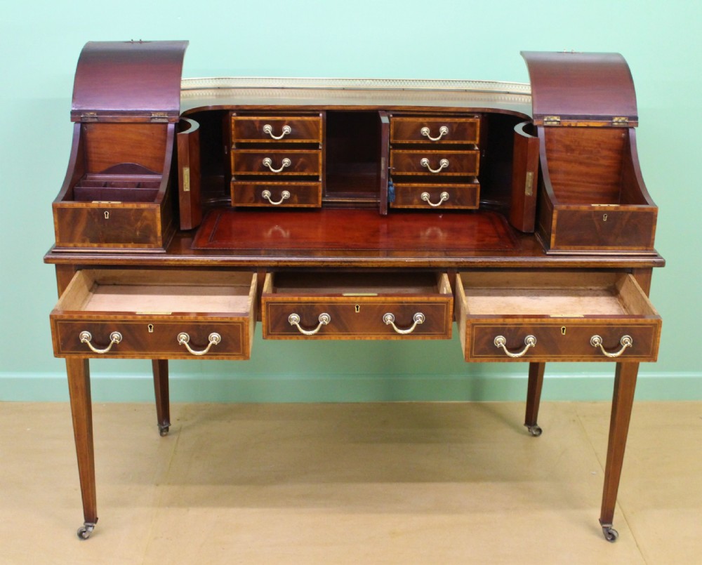 Large Inlaid Mahogany Carlton House Desk by Jas Shoolbred View XIV