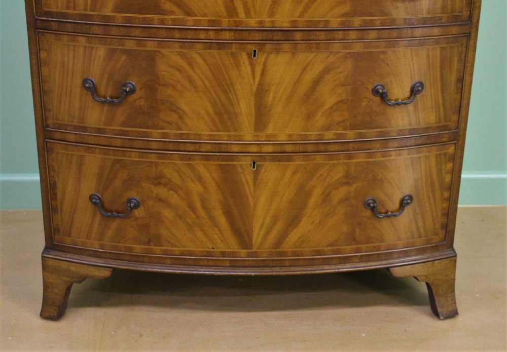 Waring and Gillow Inlaid Mahogany Bow Fronted Chest of Drawers View VI