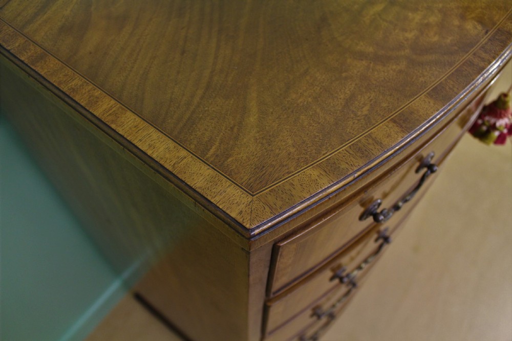 Waring and Gillow Inlaid Mahogany Bow Fronted Chest of Drawers View IX