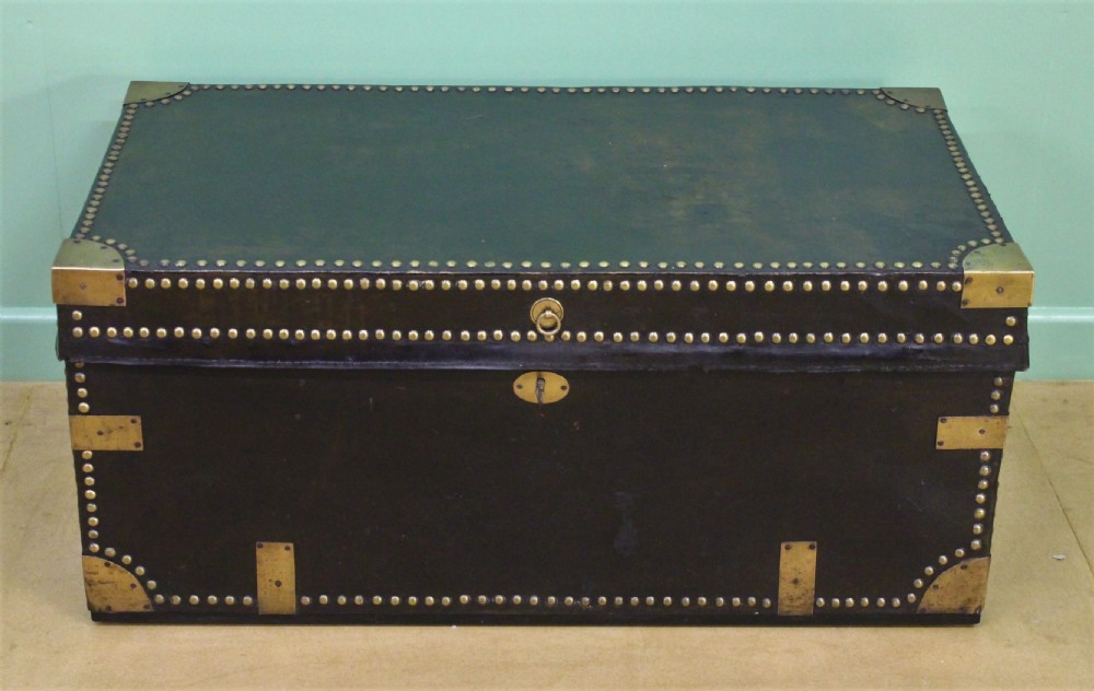 Large 19th Century Brass Bound Leather Trunk View II