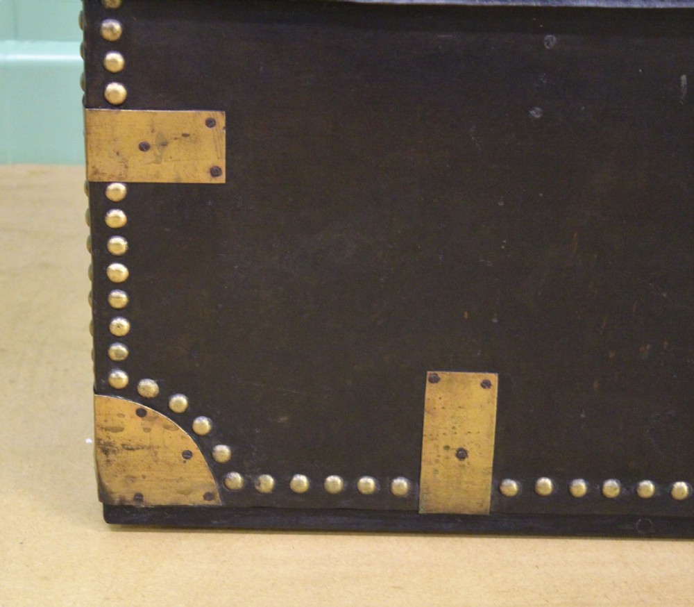 Large 19th Century Brass Bound Leather Trunk View VII