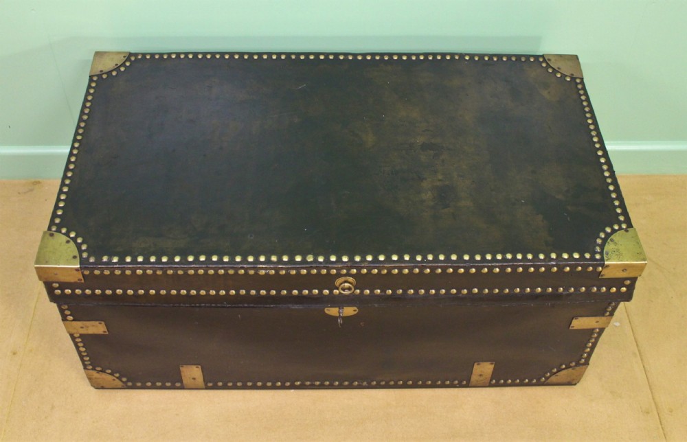 Large 19th Century Brass Bound Leather Trunk View VIII