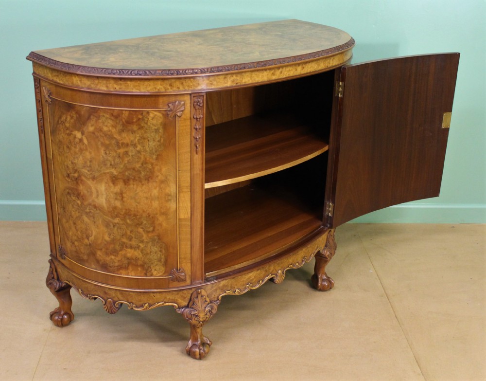 Waring and Gillow Demi Lune Burr Walnut Commode View IV