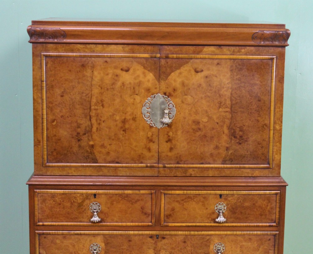 Burr Walnut Linen Press by Waring and Gillow View VI