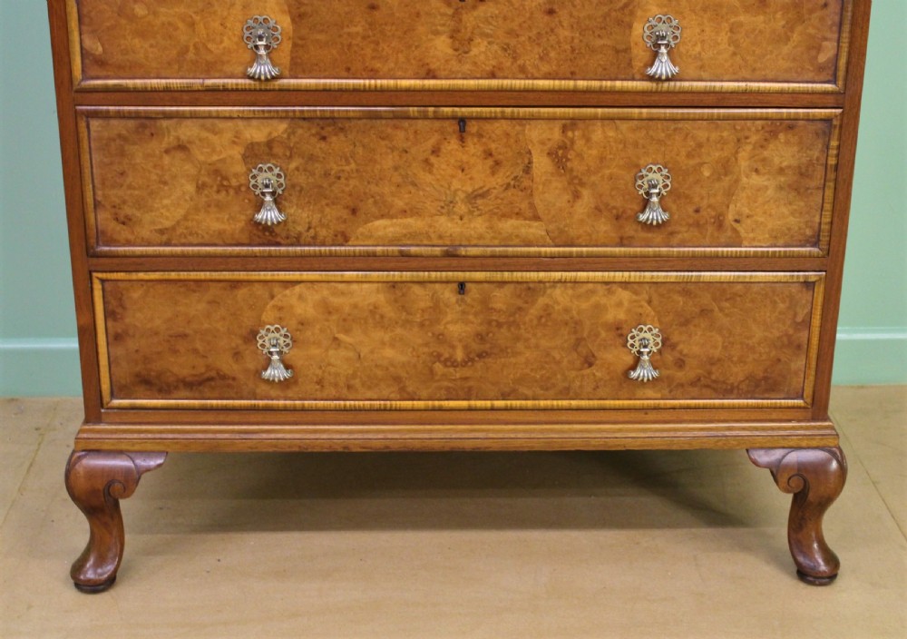 Burr Walnut Linen Press by Waring and Gillow View X